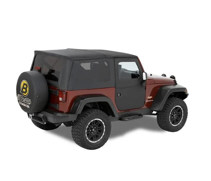 Jeep Doors Full 2-Piece Fabric Doors For Jeep 2007-2018 Wrangler JK Clear Vinyl Front Black Premium Twill Pair Bestop