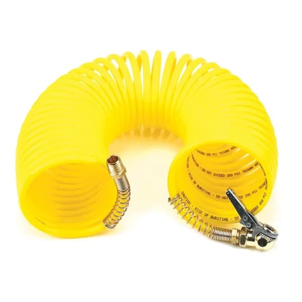 "35 Ft. Black Braided Coil Hose, with 1/4"" M Swivel, with Close Ended Clip-On Chuck"