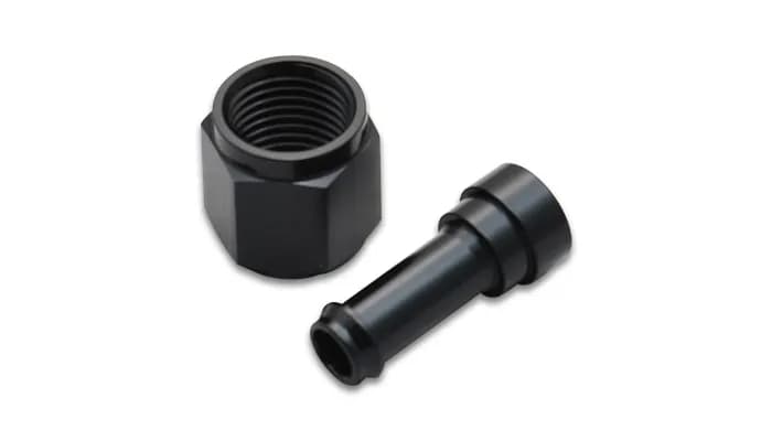 Straight AN to Hose Barb Adapter Fitting; -6AN; 0.375 in. Barb Size; 6061 Aluminum; Black Anodized; Female;