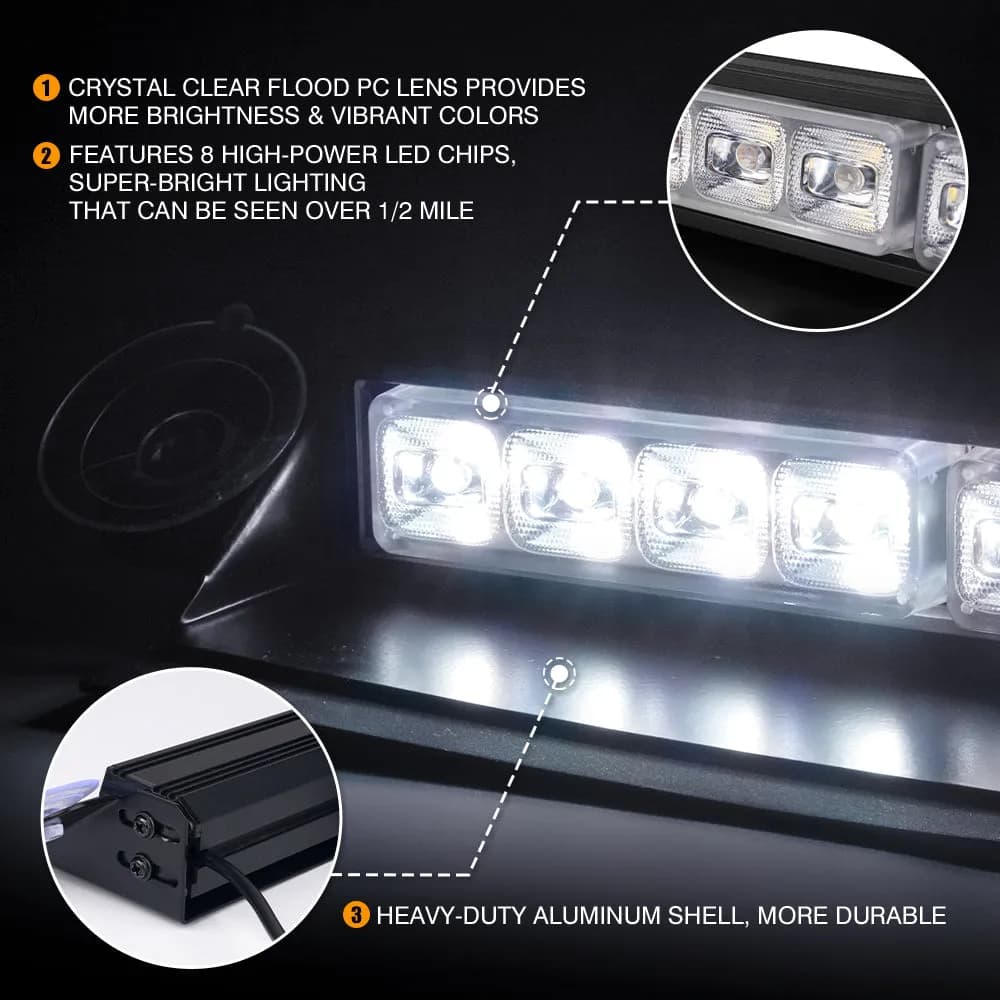8" Windshield LED Strobe Lights | Cadet Series