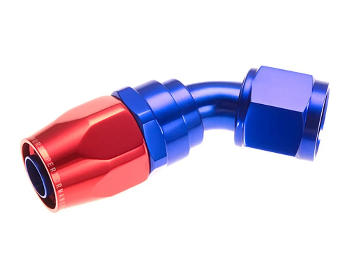 06 45 Degree Female Aluminum Hose End Red&blue