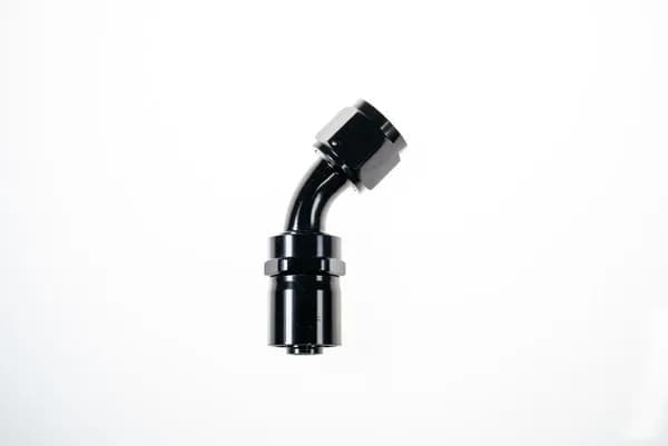 16 an 45 Degree Crimp Style Hose End w/ Black Collar Black