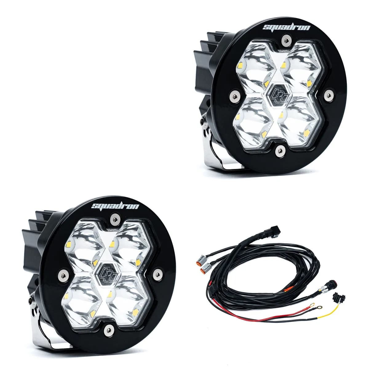 Squadron-R 2.0 Sport Black LED Auxiliary Light Pod Pair (No Harness) Universal Clear Driving/Combo Baja Designs