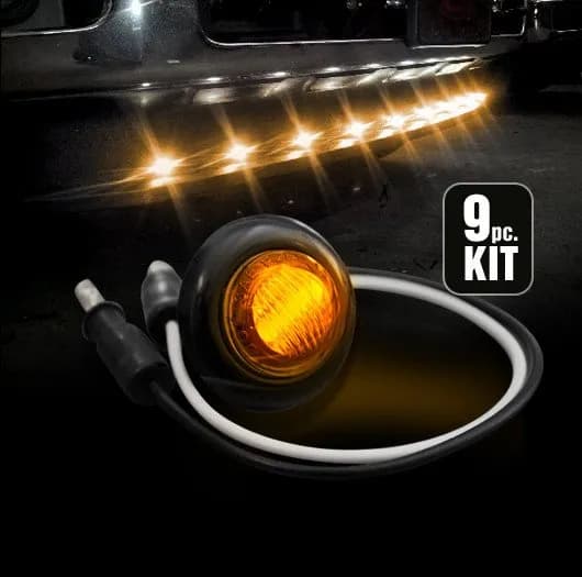 Universal White LED Front Lower Air Dam Light Kit with Smoked Lens and Black Bezel - 9pc Sequentially Connected LED Ligh