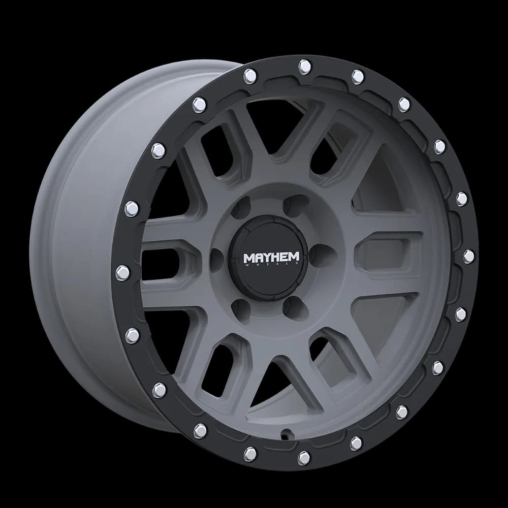 Mayhem Offroad Wheels Delta 8304 GY 20x9 Matte Black Lip Gunmetal -12 Off Set 5 Lug 4.53 BSM 78.1 Bore Cast Aluminum