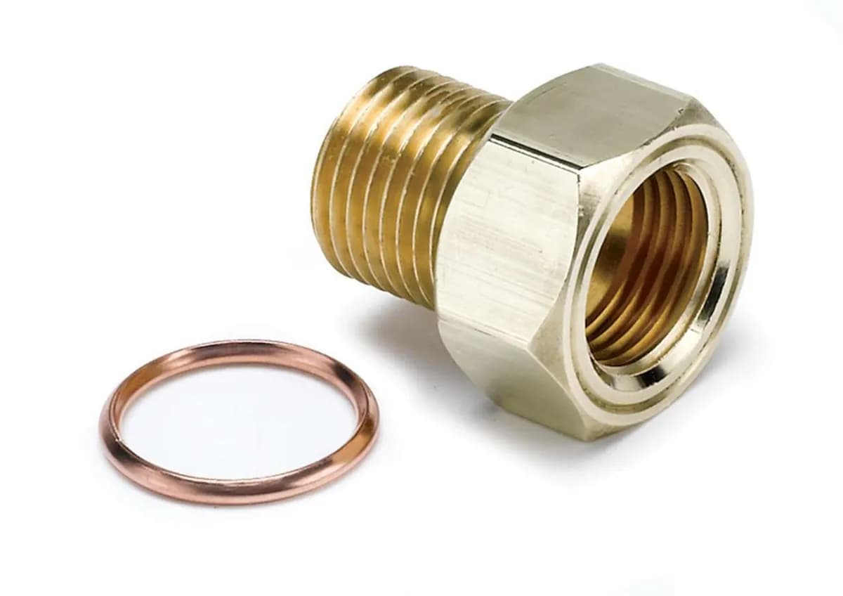 Autometer 2275 Fitting, Adapter, M16x1.5 Male, Brass, For Mech. Temp. Gauge