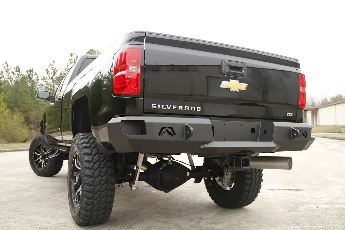 Heavy Duty Rear Bumper; 2 Stage Black Powder Coated; Incl. 0.75 in. D-Ring Mount;