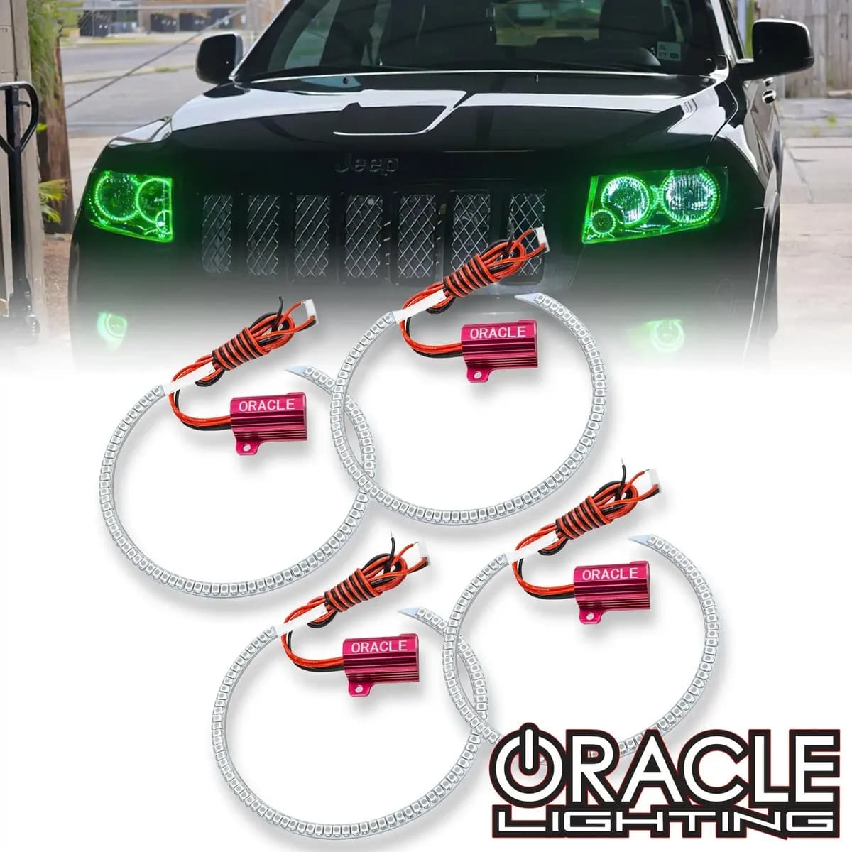 Oracle Lighting 2011-2013 Jeep Grand Cherokee LED Headlight Halo Kit - Dual Halo Kit / Smd / Colorshift® - W/Simple Controller