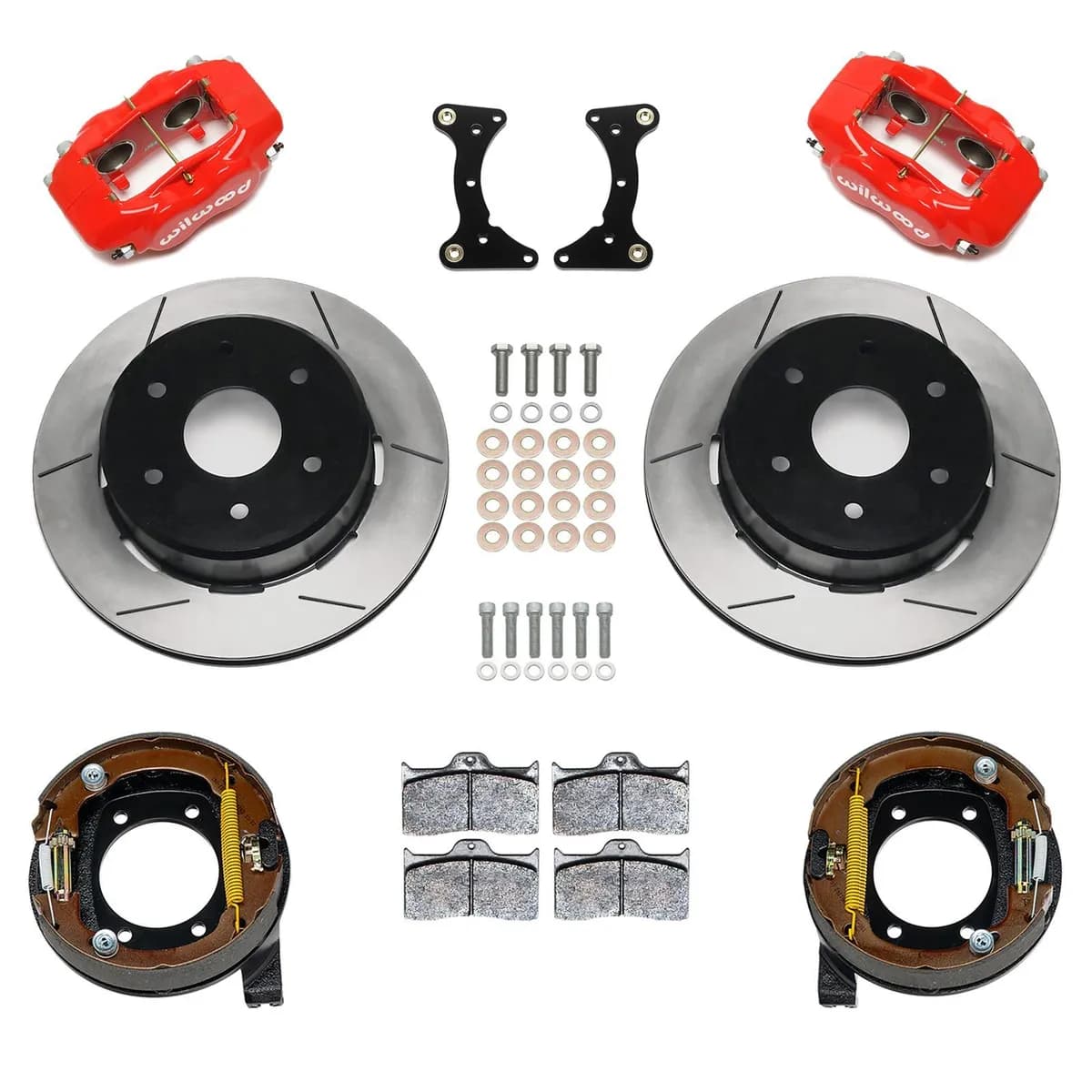 WilWood FDLI P/S Park Brake Kit Red 1971-1991 GM Blazer 4x4 2.46 Offset 140-18158-R