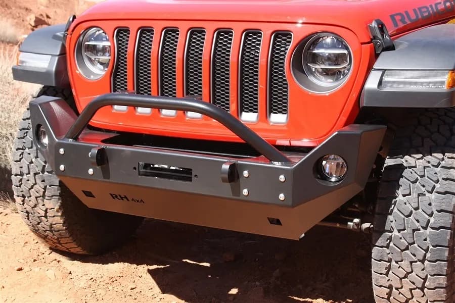 Rock Hard 4x4 Patriot Series Aluminum Mid Width Front Bumper w/ Lowered Winch Plate - JT/JL