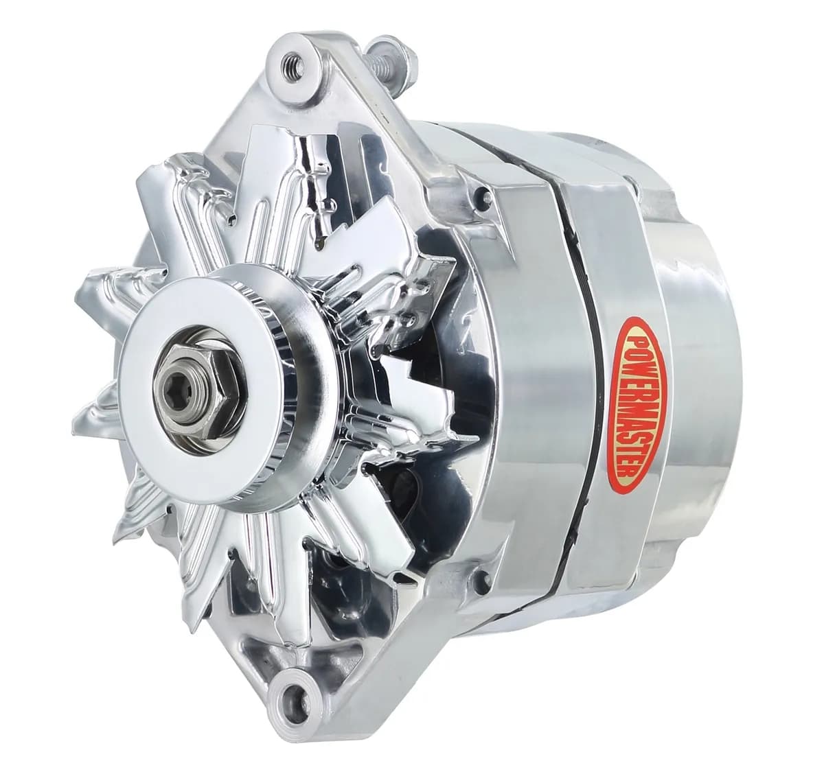 Alternator; Jeep Upgrade; 1 in. Spool Motorola Replacement; 100 Amp; 75 Idle; 1 Groove V Type Pulley; 1 Wire; Polished;