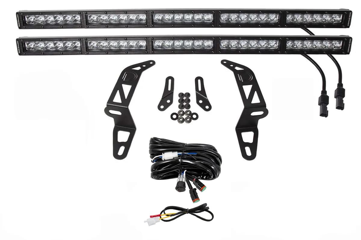 Diode Dynamics - SS30 Bumper Bracket Kit for 2018-2024 Jeep JL Wrangler/Gladiator, White Driving Dual