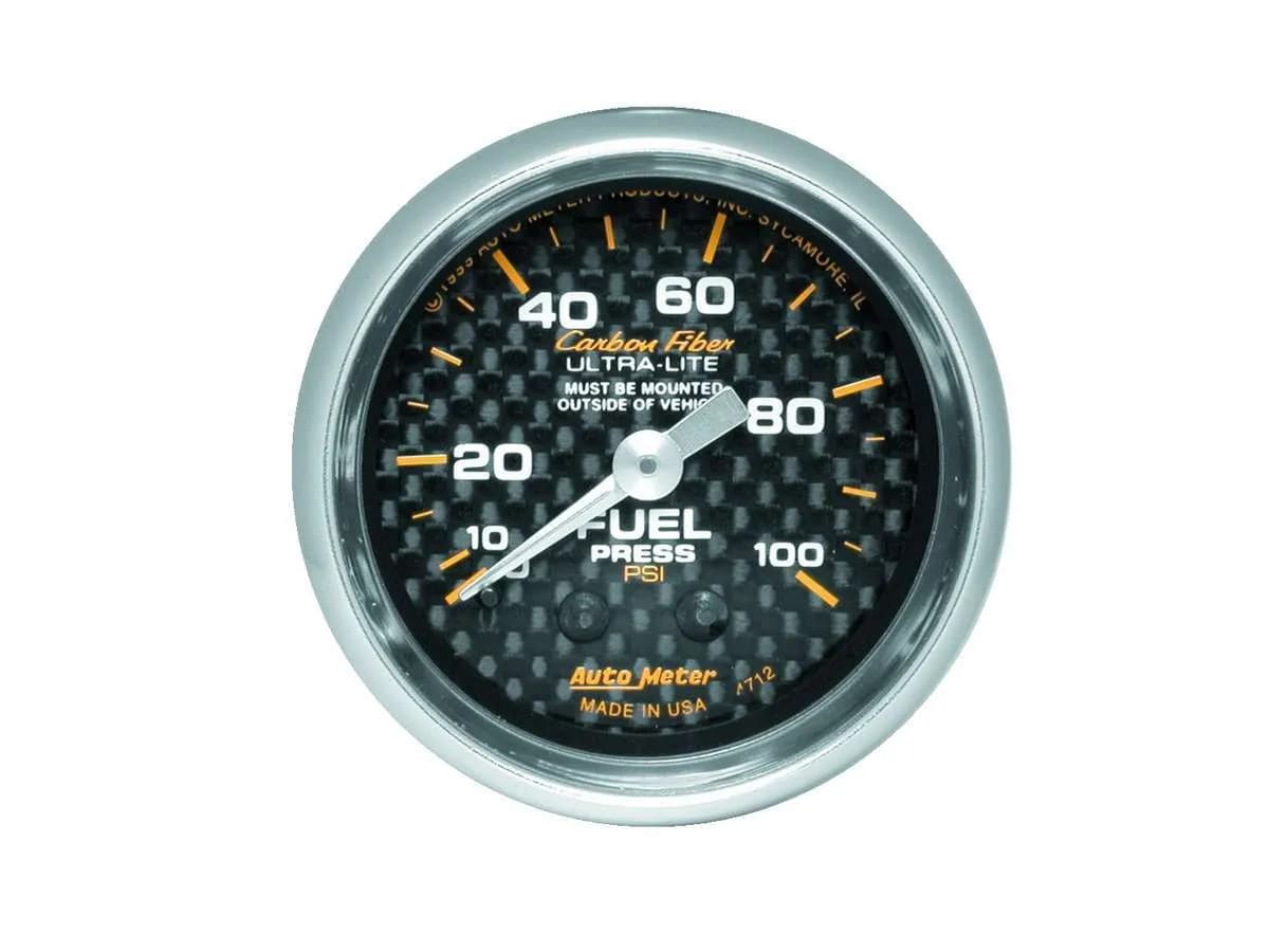 Gauge, Fuel Pressure, 2 1/16", 100psi, Mechanical, Carbon Fiber