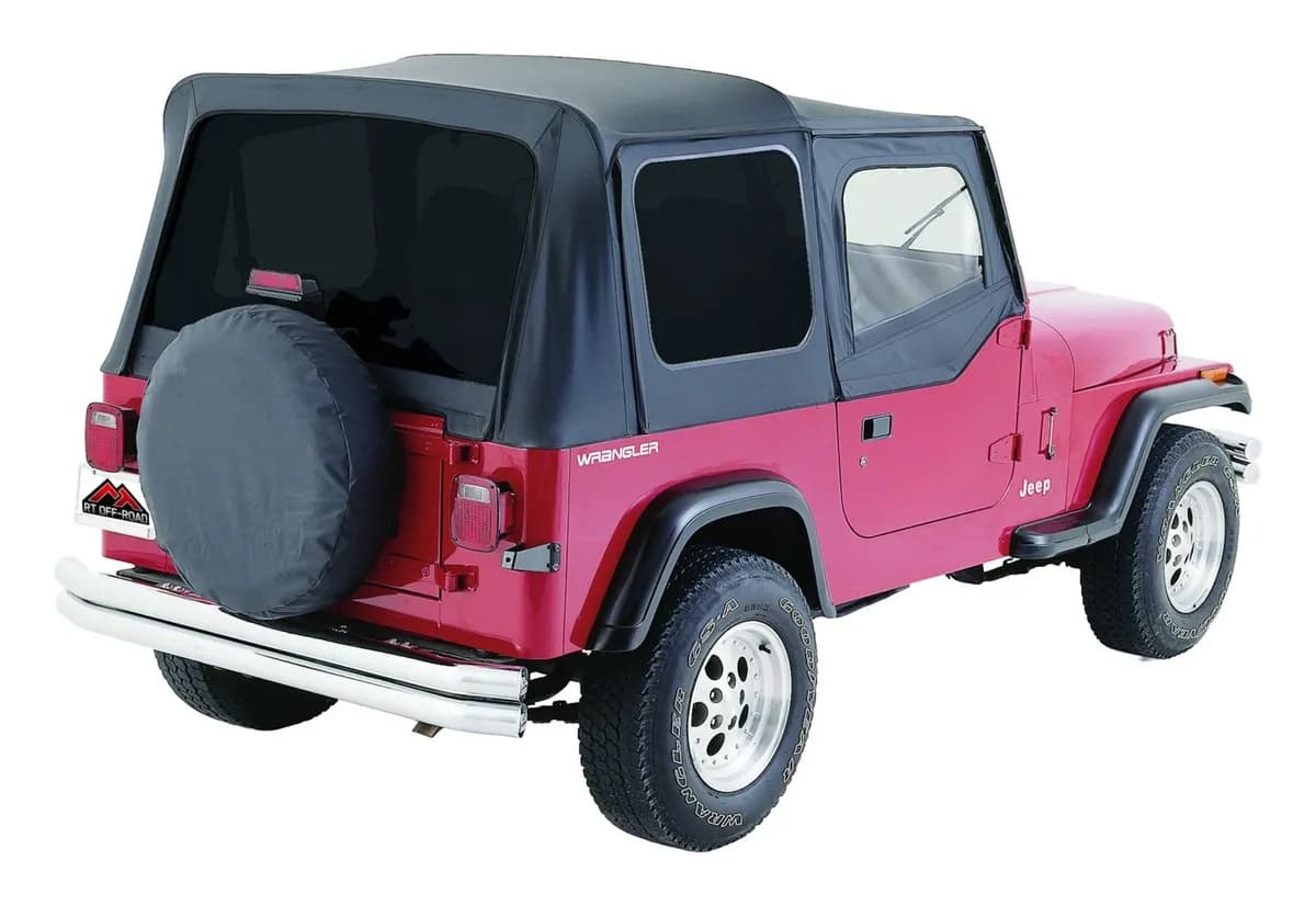 1987-1995 Wrangler YJ w/ Half Steel Doors; Black Denim; Includes door skins & tinted windows; Replaces factory top & skins