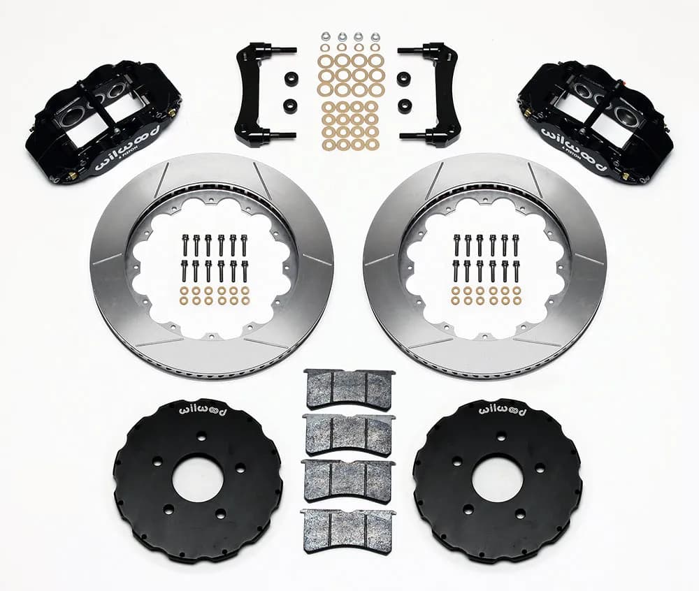 1962 - 2013 Buick, Cadillac, Chevrolet, GMC, Oldsmobile, Pontiac Forged Narrow Superlite 6R Big Brake Front Brake Kit (Hat) - 140-8922 - SRP Drilled & Slotted / Black