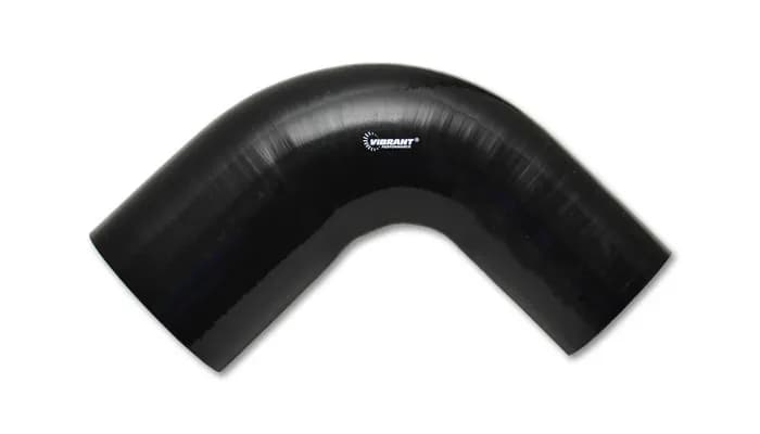 90 Degree Reducer Hose Coupler; 2.5 in. Inlet ID; 2.75 in. Outlet ID; 4 in. Leg Length From Tangent; 2.75 in. Centerline Radius; 43 PSI Maximum Operating Pressure; Black;