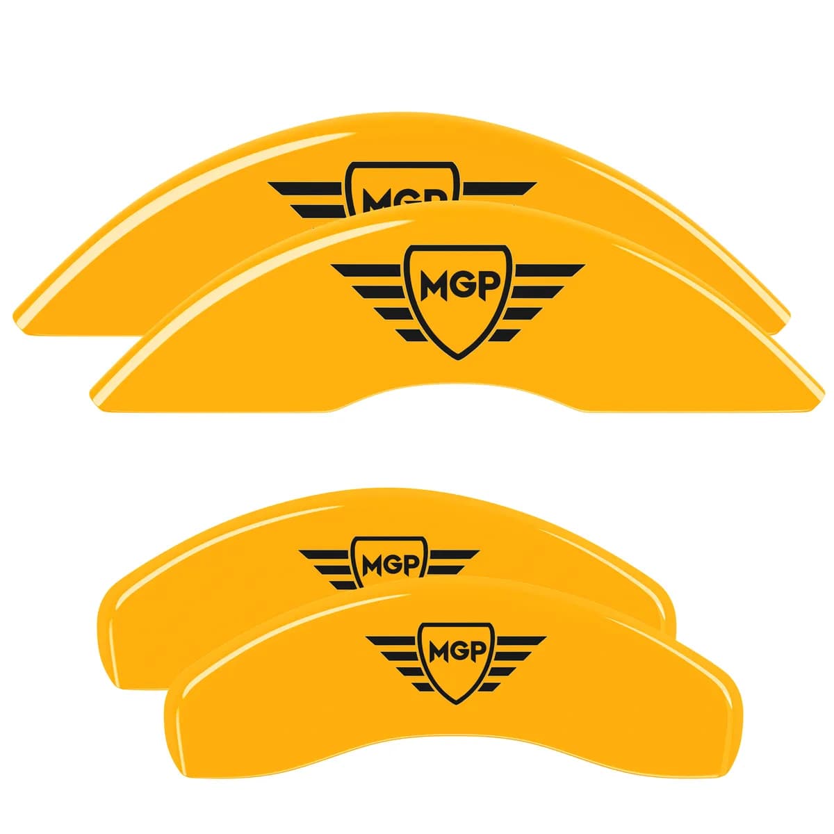 Set of 4 Caliper Covers Engraved Front And Rear Mgp Yellow Finish Black Characters 2018-2024 Jeep Wrangler JL Bry Brake Code Mgp Caliper Covers