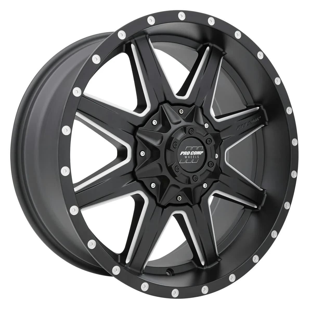 Pro Comp 5148-295550 Quick 8 Satin Black Milled 20x9 5x150 5BS Offset 0mm Cap P/N 504256800
