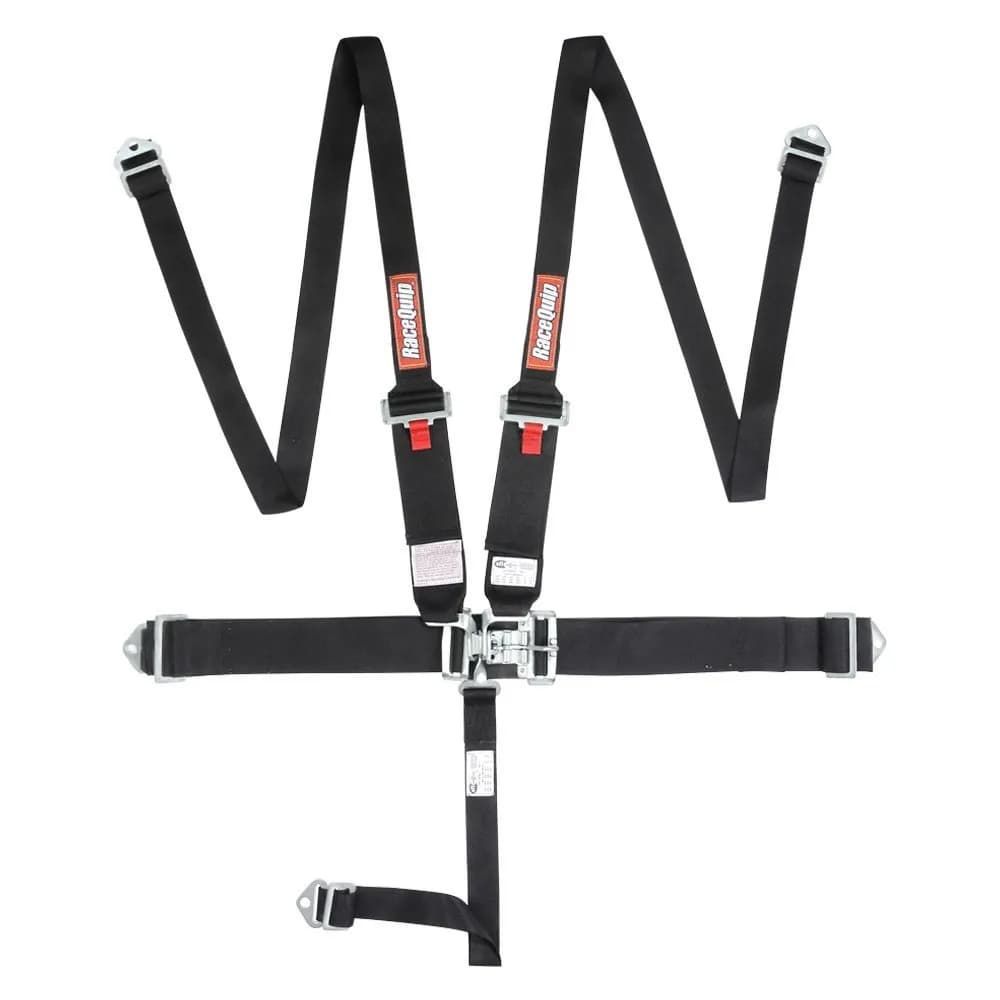 Latch & Link Hans 5 Point Auto Racing Harness Set; Sfi 16.1 Hnr Seat Belt Set; Black