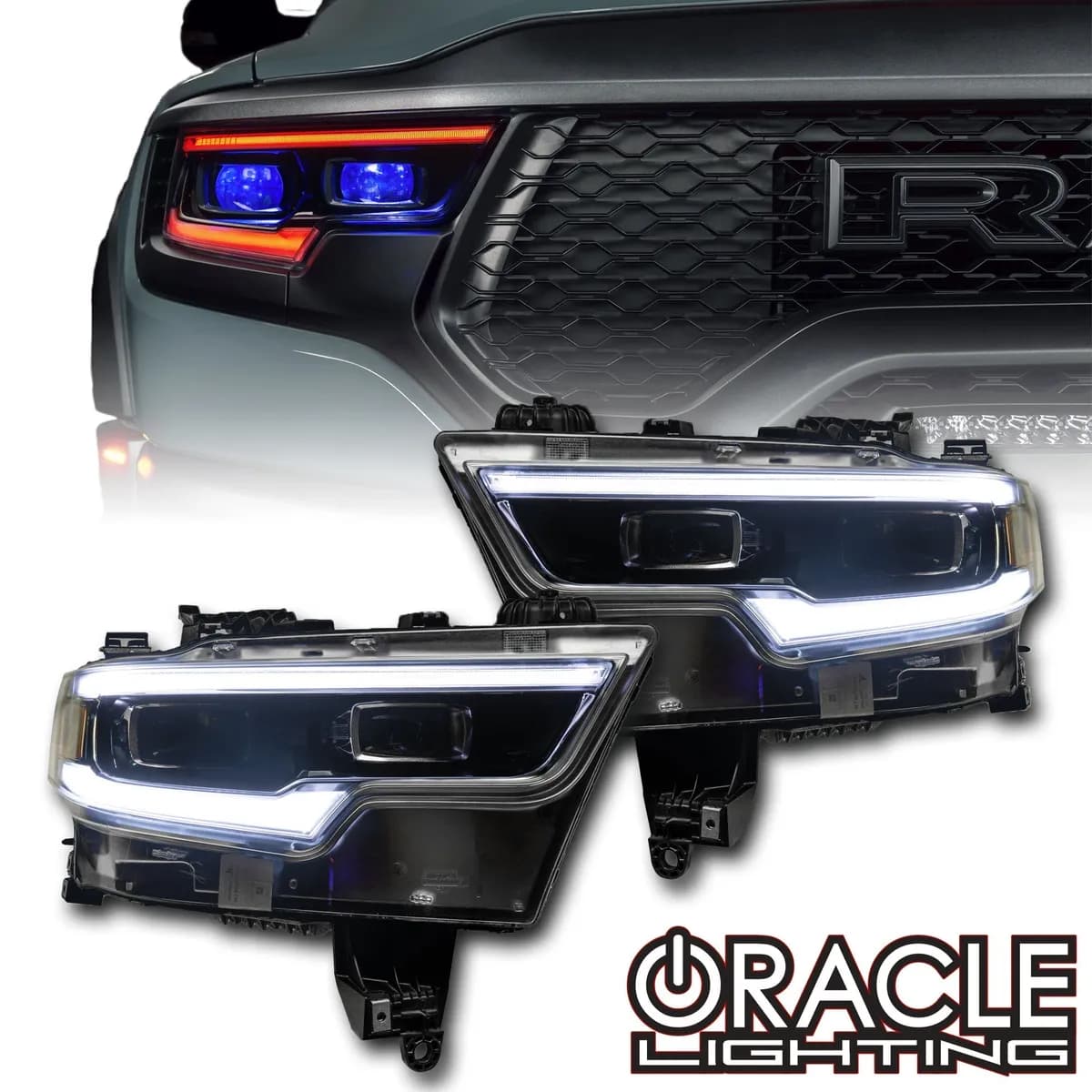 Oracle Lighting 2019-2024 Ram 1500 Rgbw+a Headlight DRL Upgrade Kit - LED Projector Headlights - Colorshift - W/No Controller