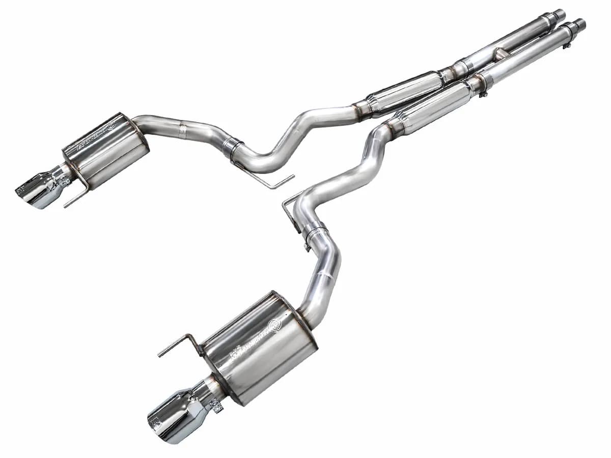 AWE Track Edition Exhaust for S650 Ford Mustang GT Fastback - Dual Chrome Silver Tips