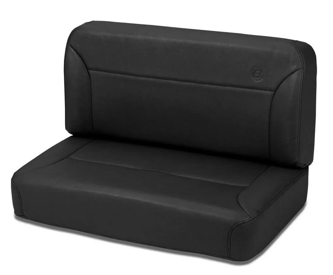 Black Denim Trailmax II Seats Trailmax II Fixed Bench Seat, Rear, all vinyl Jeep 55-95 CJ5 , CJ7 & Wrangler;
