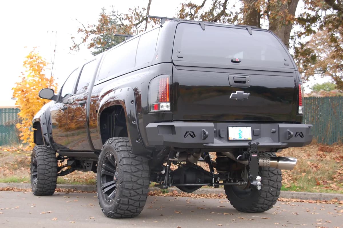 Heavy Duty Rear Bumper; 2 Stage Black Powder Coated; Incl. 0.75 in. D-Ring Mount;
