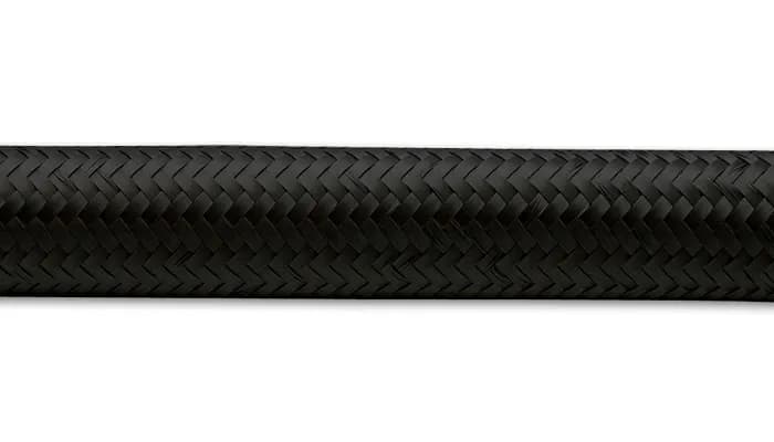 Nylon Braided Flex Hose; -16AN; 0.875 in. Hose ID; 1.203 in. Hose OD; 350 PSI Operating Pressure; 1400 PSI BP; 50ft. Roll; Black;