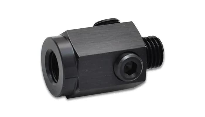 Metric Union Extender Fitting; Female To Male; M12x1.5 Metric Size; 3 x 0.125 in. NPT Ports; 6061 Aluminum; Black Anodized;