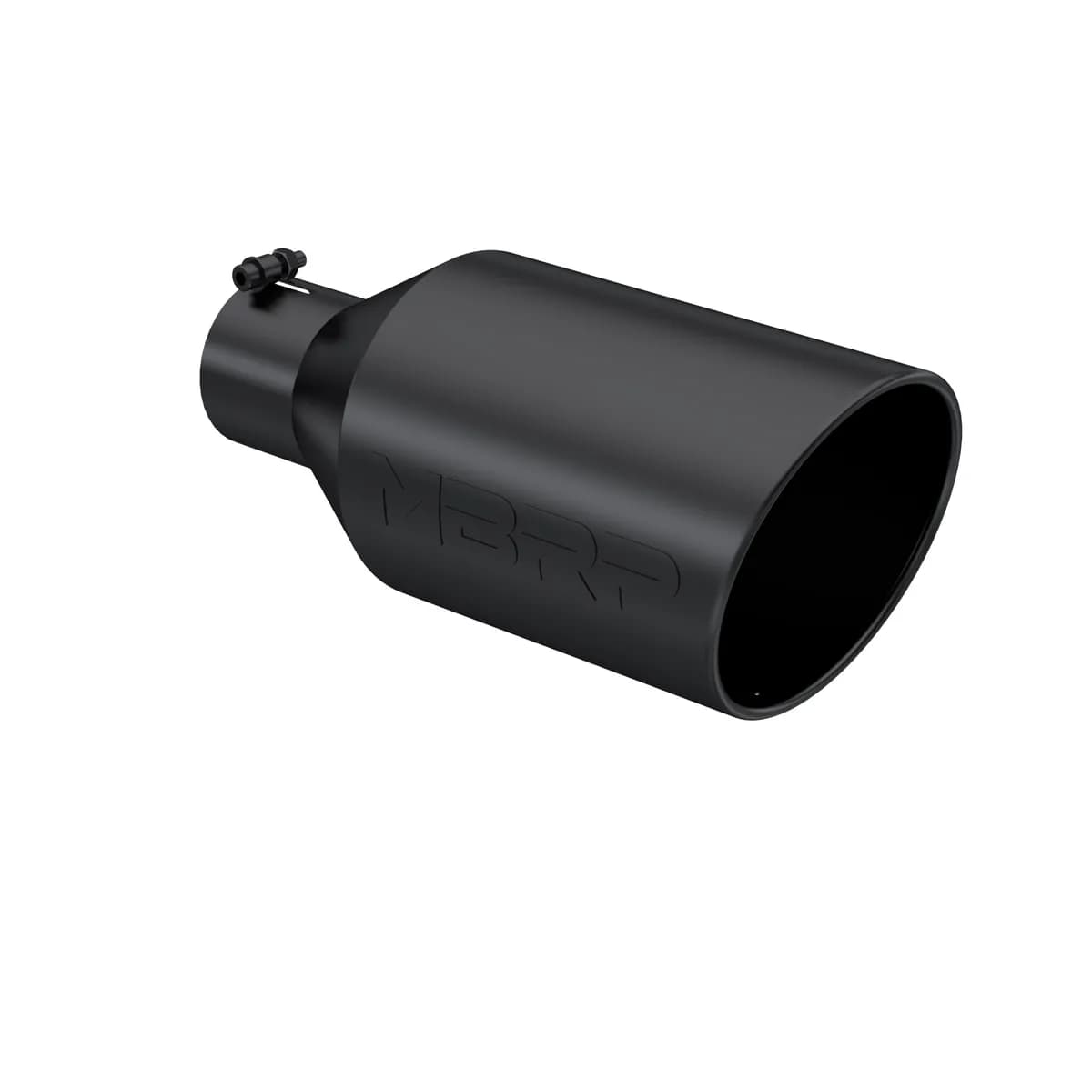 Armor BLK Exhaust Tip; 4 in. Inlet Diameter; 8 in. Outlet Diameter; 18 in. Length; Rolled End; T304 Stainless Steel; Black Coated;