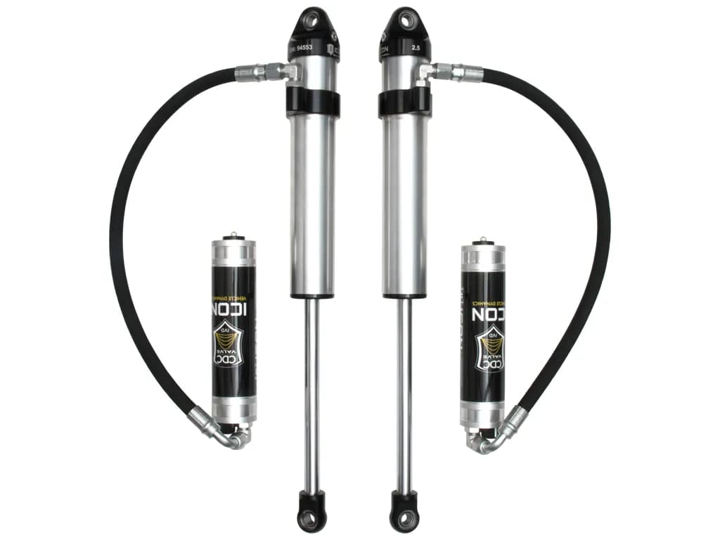 ICON 2020-2023 Jeep Gladiator/2018-2023 Jeep Wrangler JL, 2.5" Lift, Front, V.S. 2.5 Aluminum Series Shock Absorbers, Remote Reservoir w/ CDCV, Pair