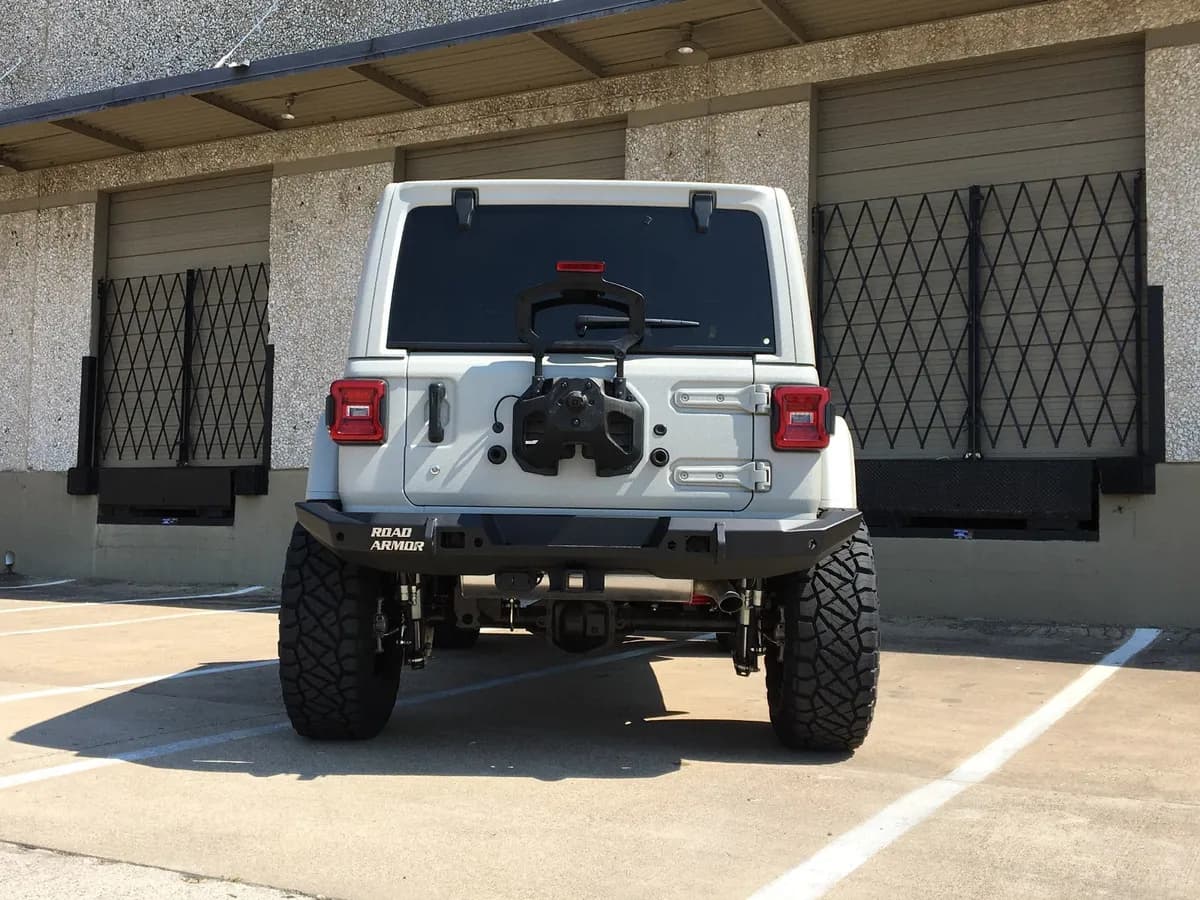 Road Armor Stealth Full Width Rear Bumper w/ Tire Carrier Hole - Texture Black
