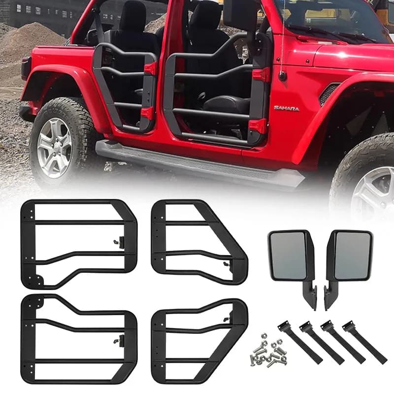Cross Bar Tube Doors with Side View Mirror for 2018-2026 Wrangler & Gladiator JT