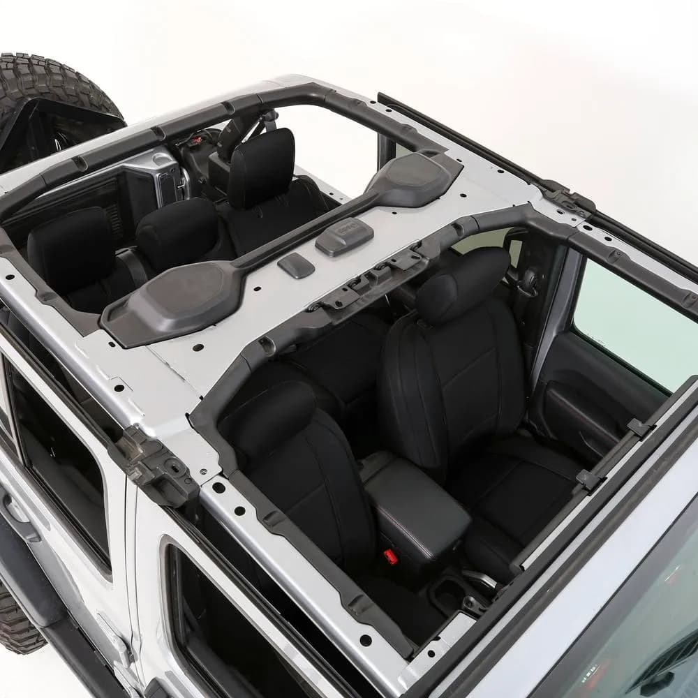 18c Wrangler JL 4DR Neoprene Front And Rear Seat Cover Kit; Black/Black
