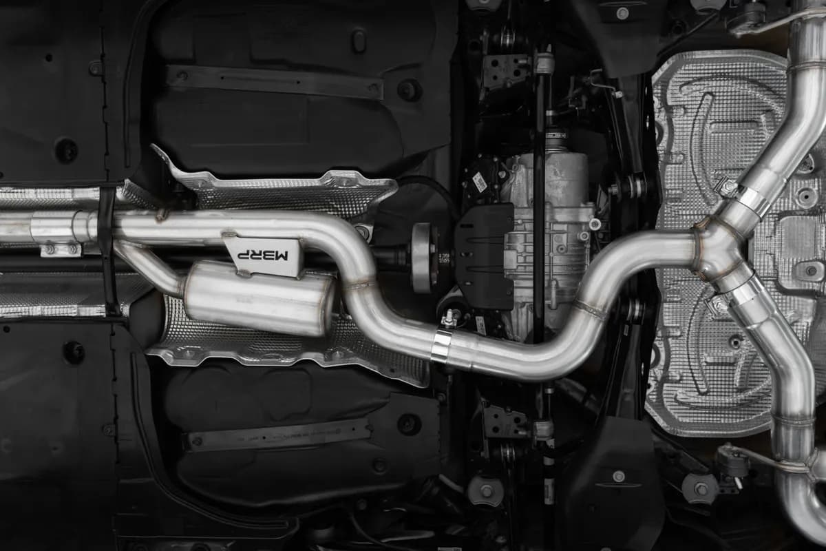 Armor Pro Cat Back Exhaust System; 3 in.; Quad Split Rear Exit; Valve Delete; Quad 4.5 in. Tips; 304 Stainless Steel;