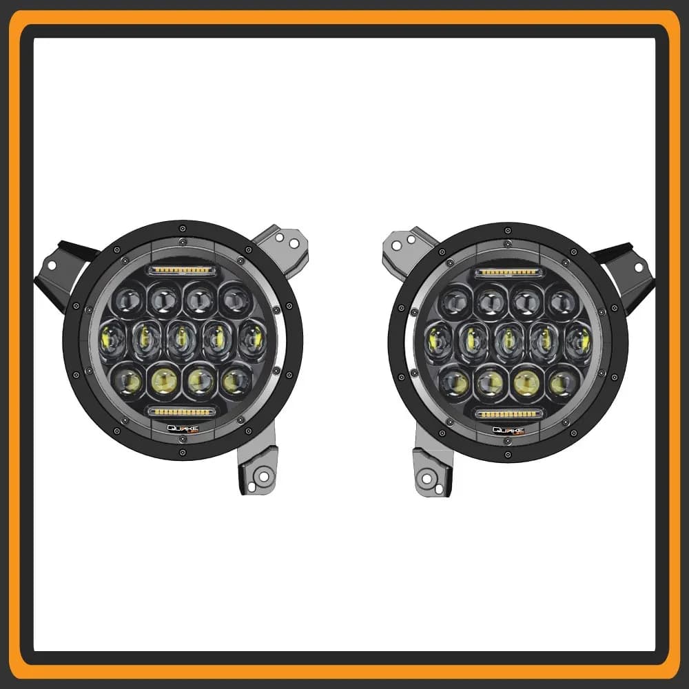 Quake LED - Qte903 - Jeep Wrangler Jl/Gladiator 9 Inch RGB Headlights - Quad Lock/Interlock Compatible For 2018-2020 Jeep Wrangler