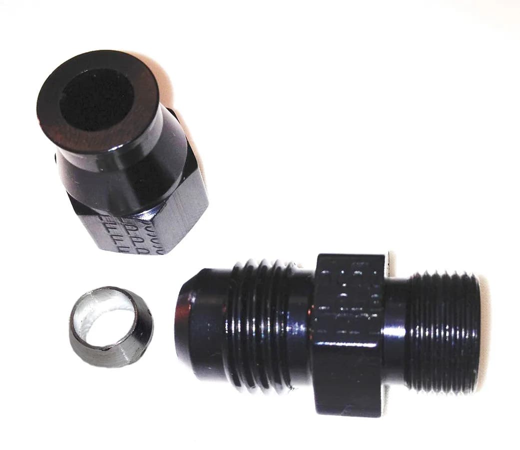 6an Male x 1/4in Tube an Adapter Fitting Black
