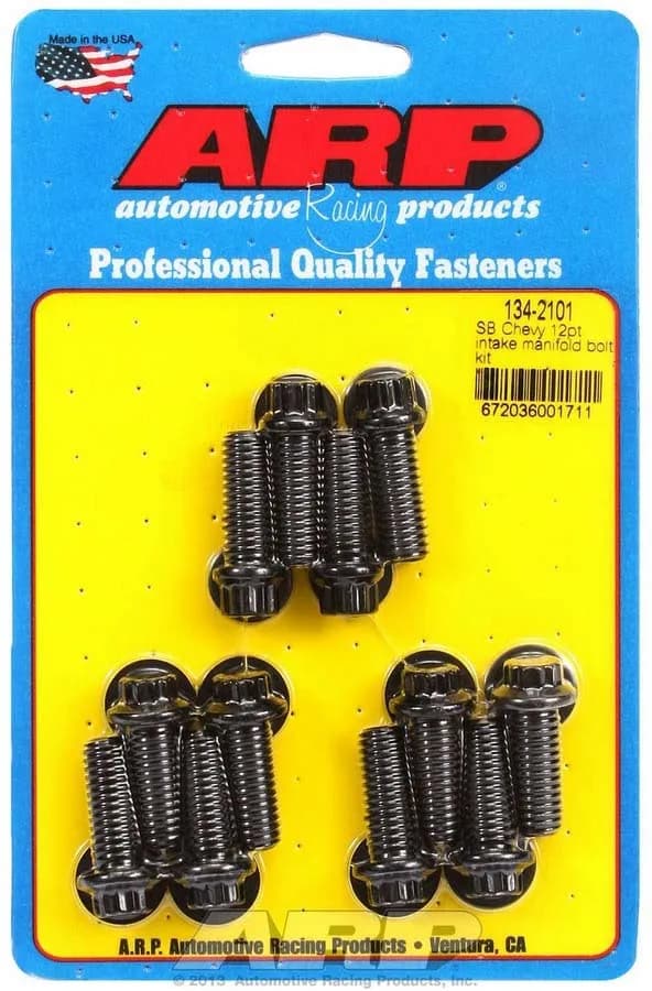 sb Chevy 12pt Bolt Head Black Oxide Intake Manifold Bolt Kit (3/8 Socket)
