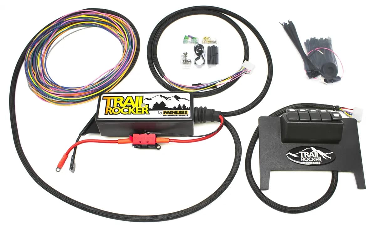 8-Switch Fused Panel; Incl. Weatherproof Housing/30 Amp Fuses/30 Amp Relays/Custom Bolt-On Powder Coated Bracket/LED Switches/Black Dash Panel;