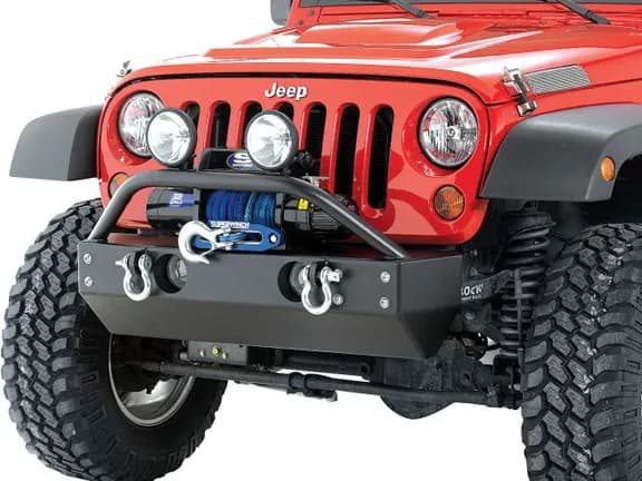 Rock Hard 4x4 Patriot Series Aluminum Grille Width Front Bumper w/ Fog Light Cutouts - JK