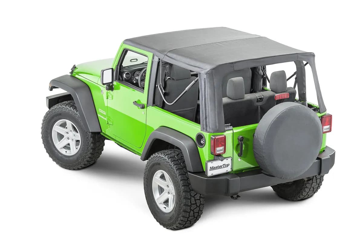 Jeep JK Replacement Top No Doorskins Tinted Glass For 07-12 Jeep Wrangler JK 2 Door Black Diamond MasterTop