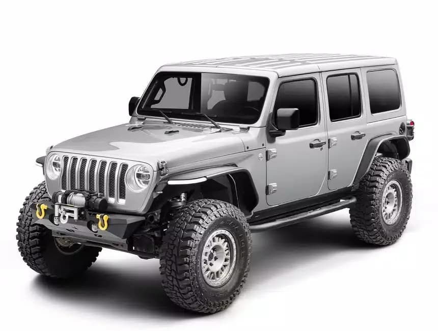 18c Wrangler 2 DR Textured Steel Black Metal Max Fender Flare Kit Frt