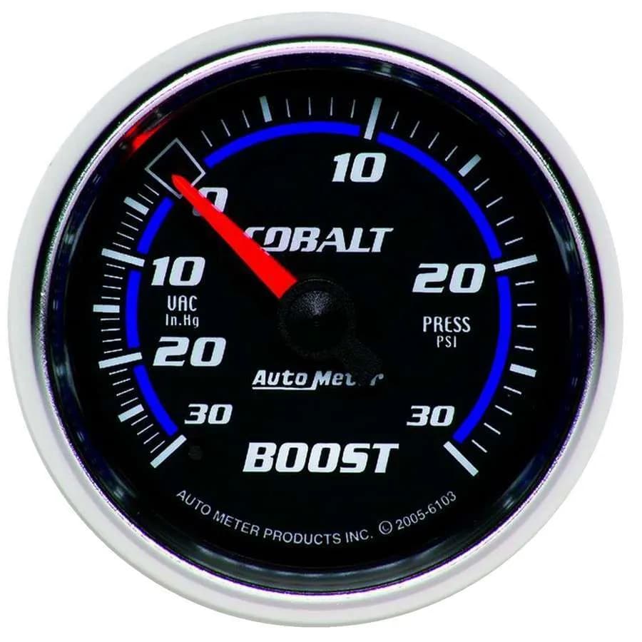 Gauge, Vac/Boost, 2 1/16", 30inHg-30psi, Mechanical, Cobalt