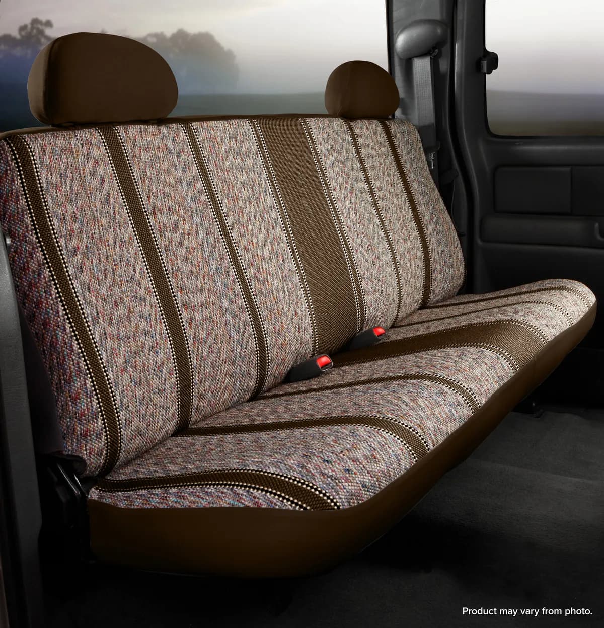 Wrangler™ Custom Seat Cover; Saddle Blanket; Brown; Fold & Tumble™ Bench Seat w/Release Latch On Top Of Backrest;