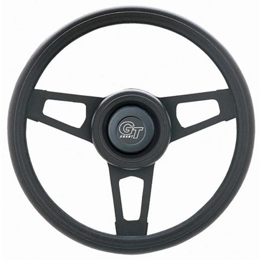 Challenger Steering Wheel; 13.75 in. Diameter; 2 1/4 in. Dish; Black Cushion Grip; Matte Black 3-Spoke Design;