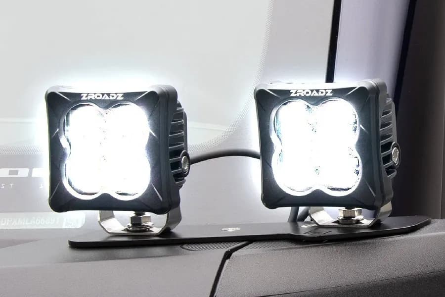 2122 Bronco A Pillar LED Bracket To Mount(4)3in Zroadz Or Similar LED Pod Lights & Wiring Harness