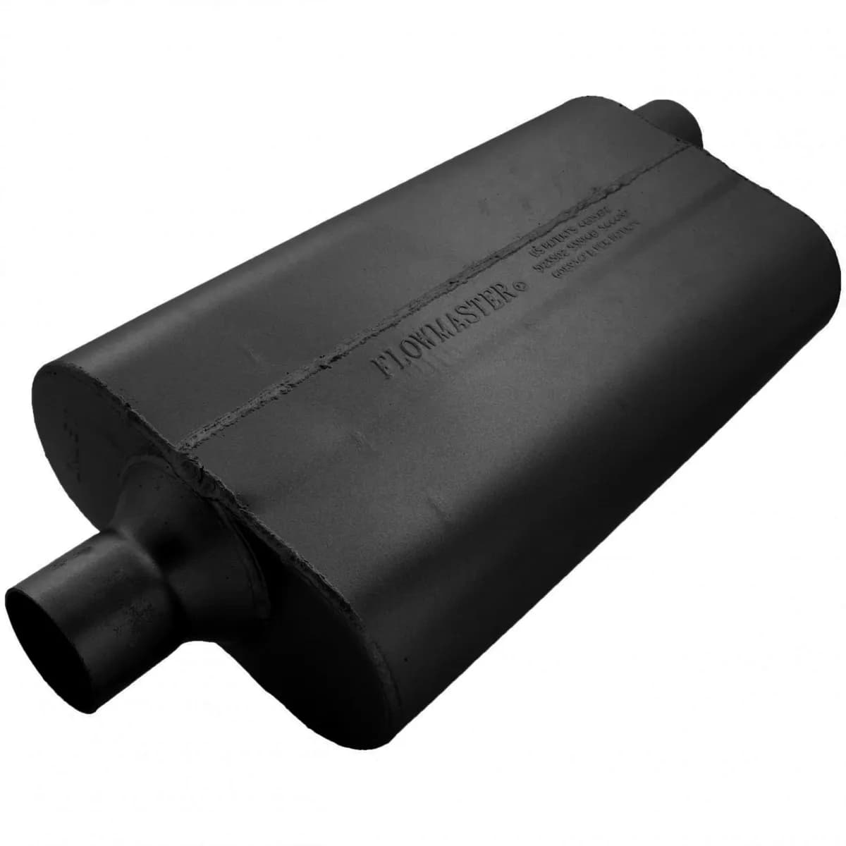 50 Series Delta Flow Muffler 2.25in IN (C) / OUT (O): ea 16 Gauge Aluminized Steel