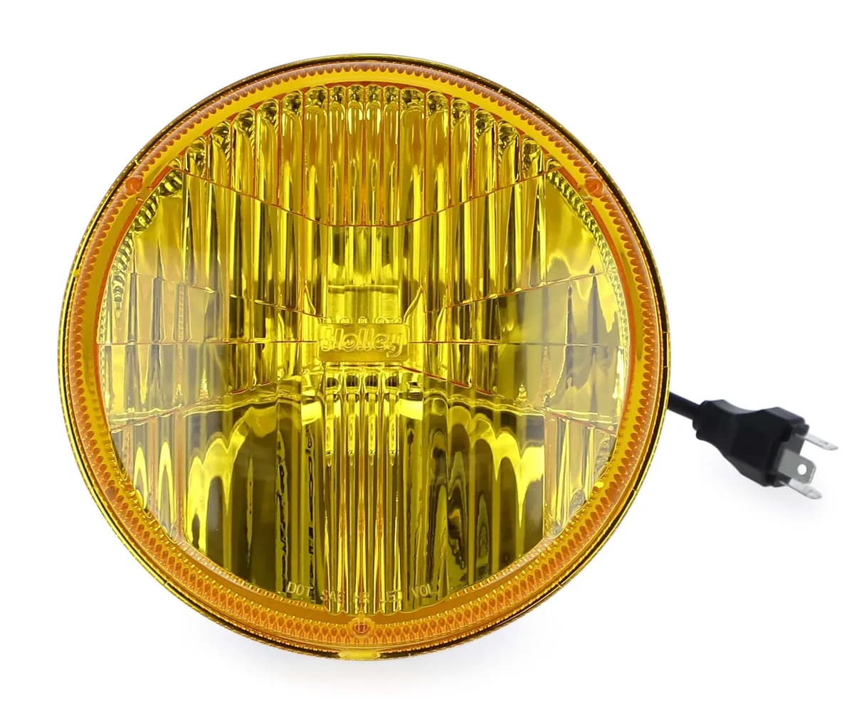 Retrobright LED Headlight 7in Round Yellow Lens