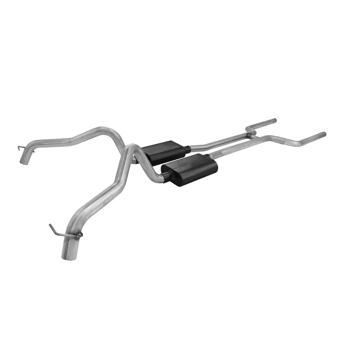 68-74 Chev. Nova V8 Header-back Super 44 Series Mufflers Mandrel Bent 2.5in. 16 Gauge Tubing DOR American Thunder 409S Stainless Steel