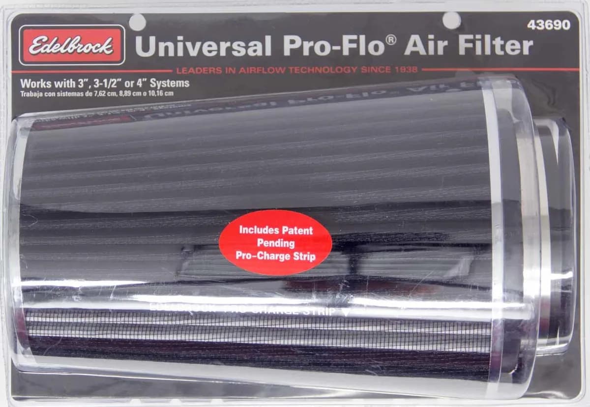 Edelbrock 43690 Pro-Flo® Universal Black Tall Conical Air Filter with 3, 3.5, and 4 Inlet